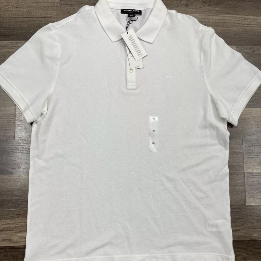 NWT $98 Mens Michael Kors White Polo Shirt Size XL